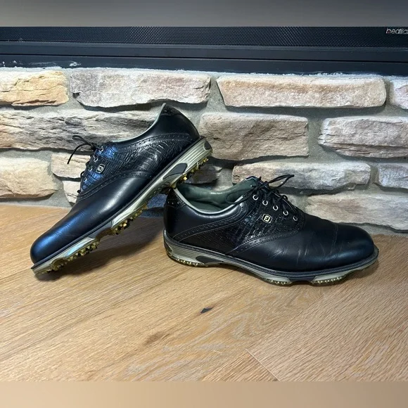 FootJoy DryJoys Tour Golf‎ Shoes Men\'s Size 11.5 M Black Leather Cleats 53676 NEW! FootJoy [10] WIDE Men main image 3
